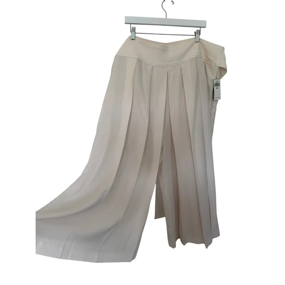 Lauren Ralph Lauren (22W) Cream Layered Palazzo Culotte Wide Leg Pants NWT